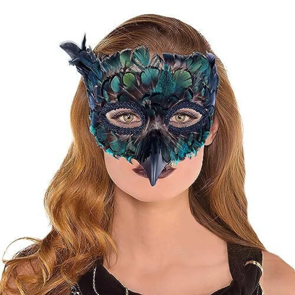 7832 Halloween Mask Crow Peacock Feather Animal Cosplay Face Masquerade